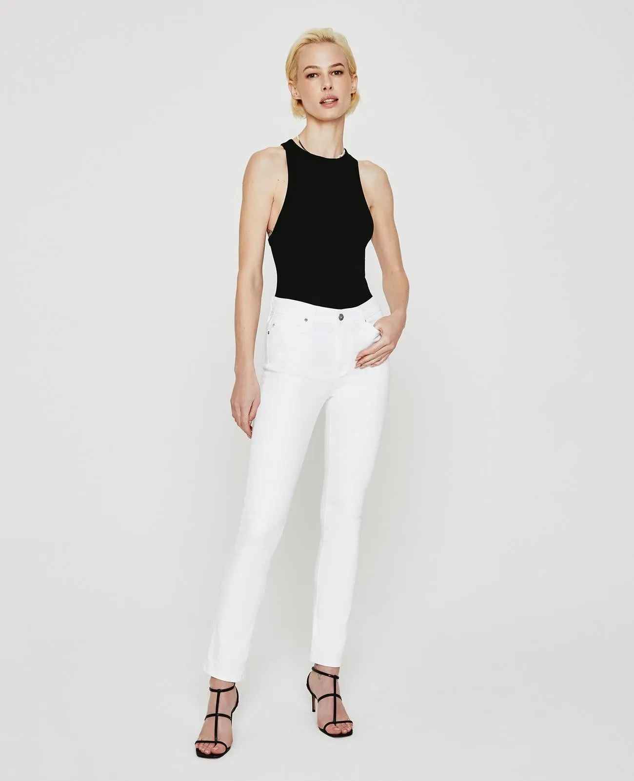 AG JEANS THE MARI HIGH RISE SLIM STRAIGHT IN WHITE