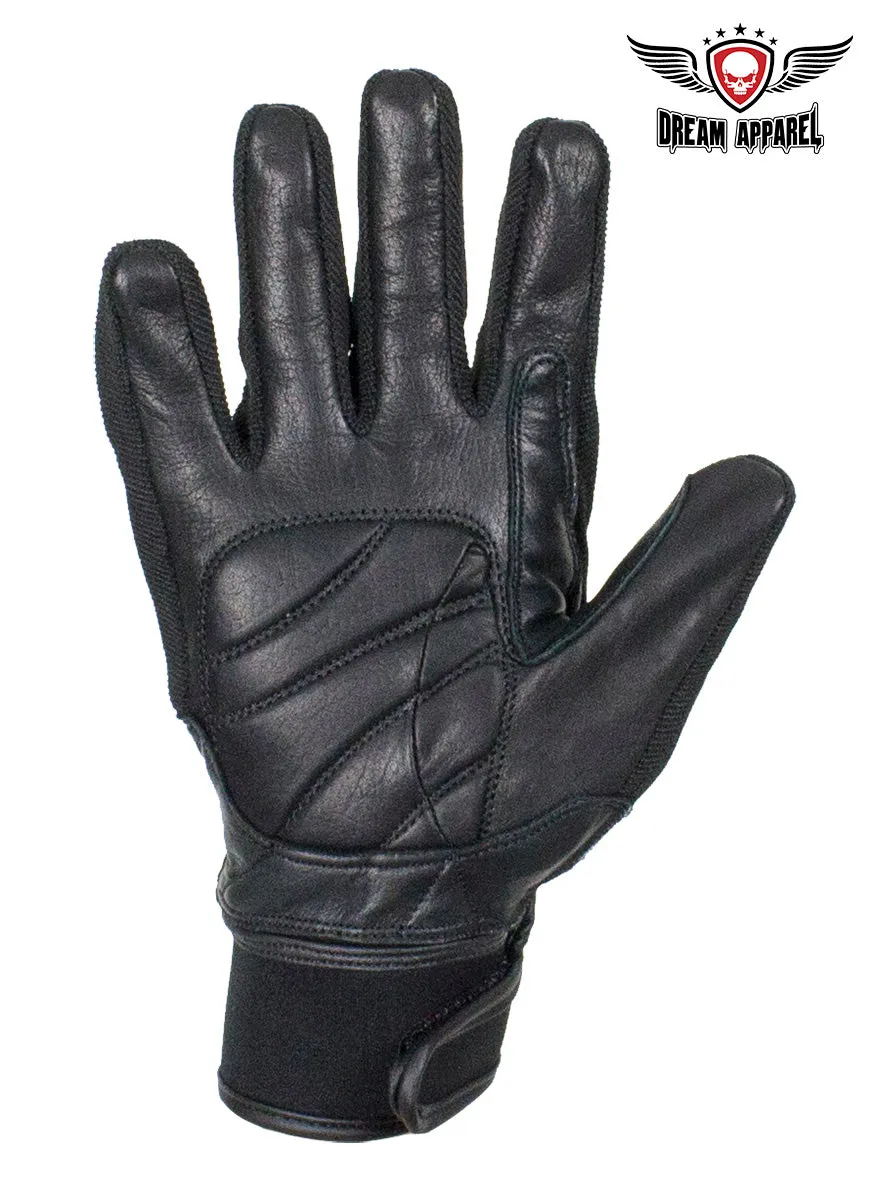 All Black Leather Motorcycle Gloves