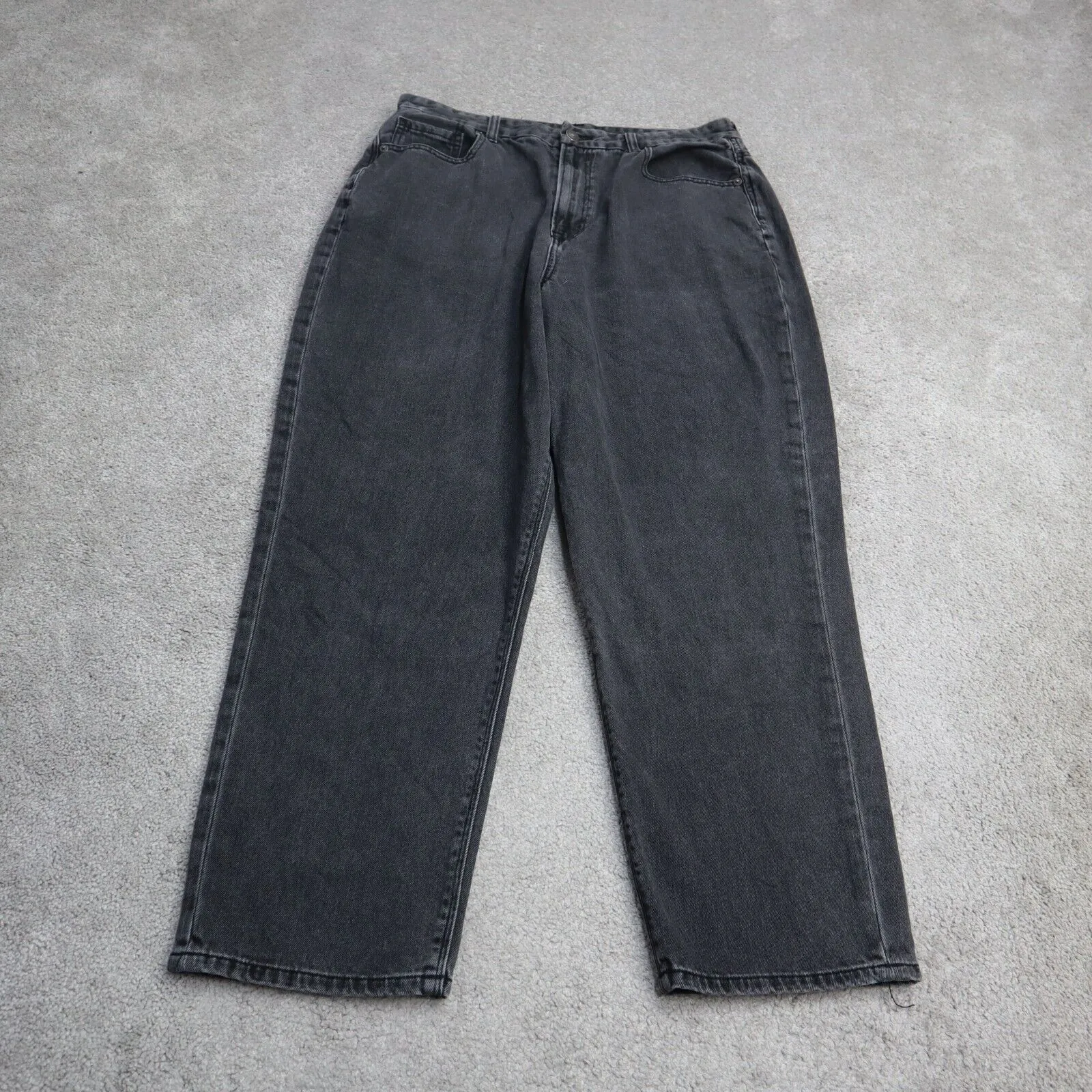 American Eagle Womens Straight Leg Jeans Stretch High Rise Black Size 14 Regular