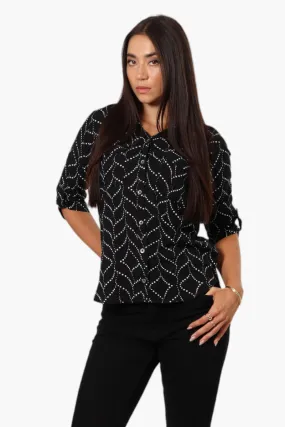 Beechers Brook Patterned Roll Up Sleeve Shirt - Black