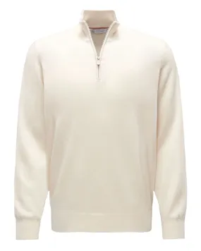 Beige Cashmere Quarter Zip Sweater