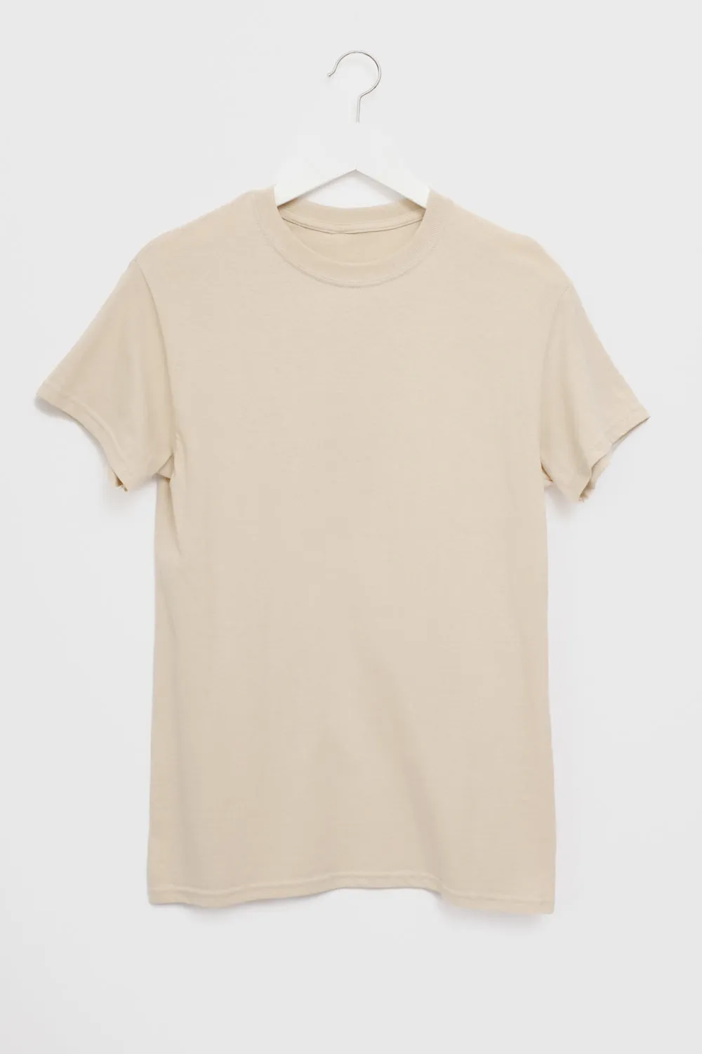 BEIGE COTTON SIMPLE TEE