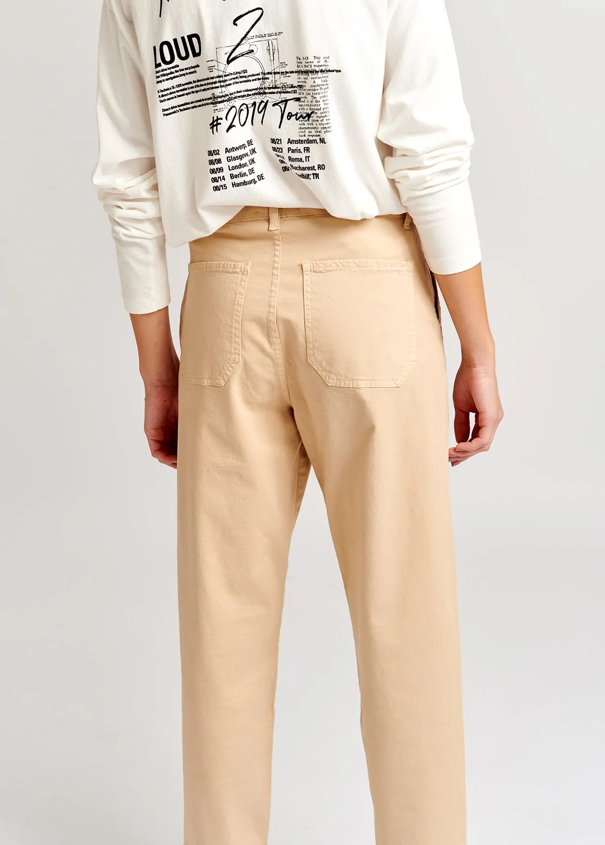 Beige high-waisted trousers