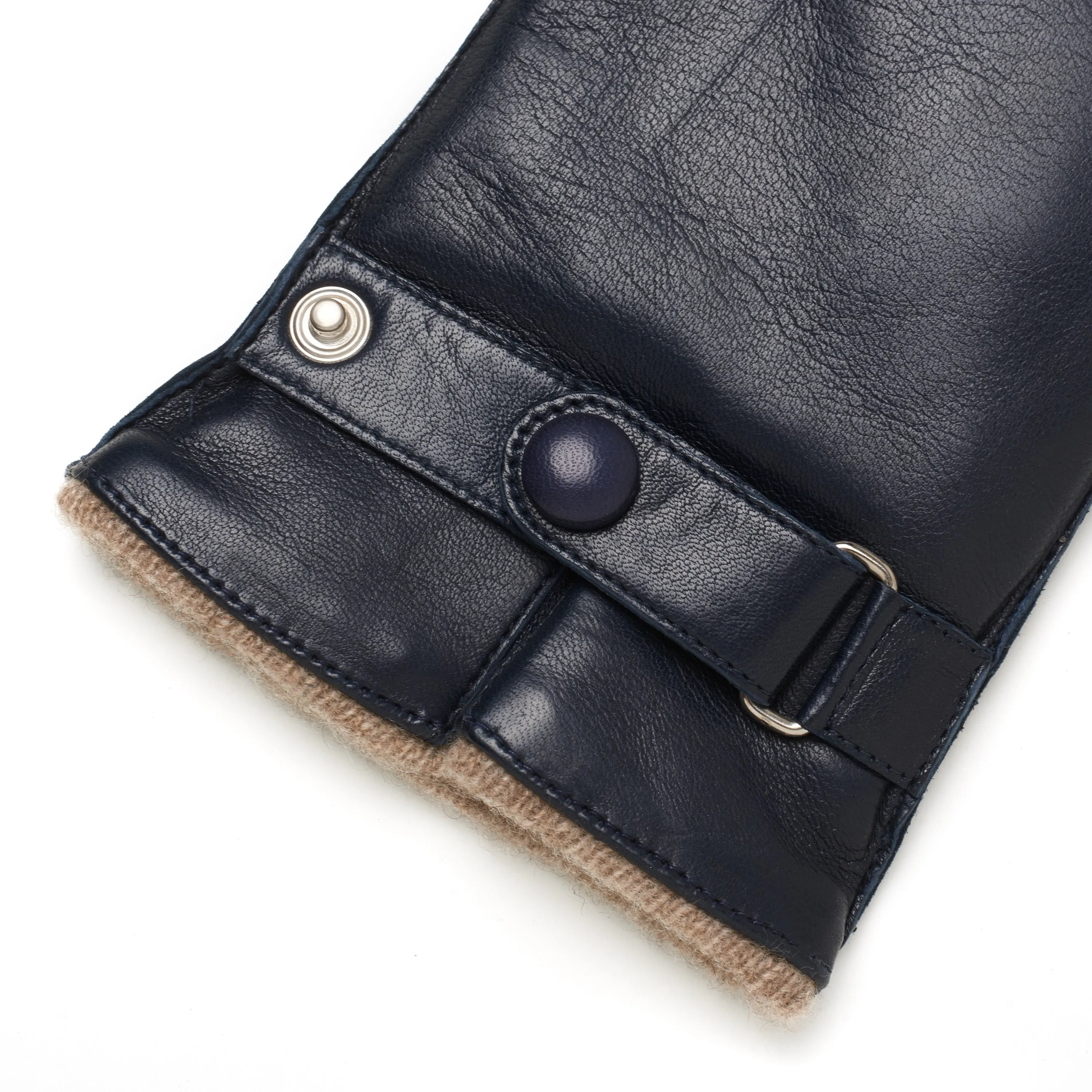 Bergamo Navy Blue Leather Gloves