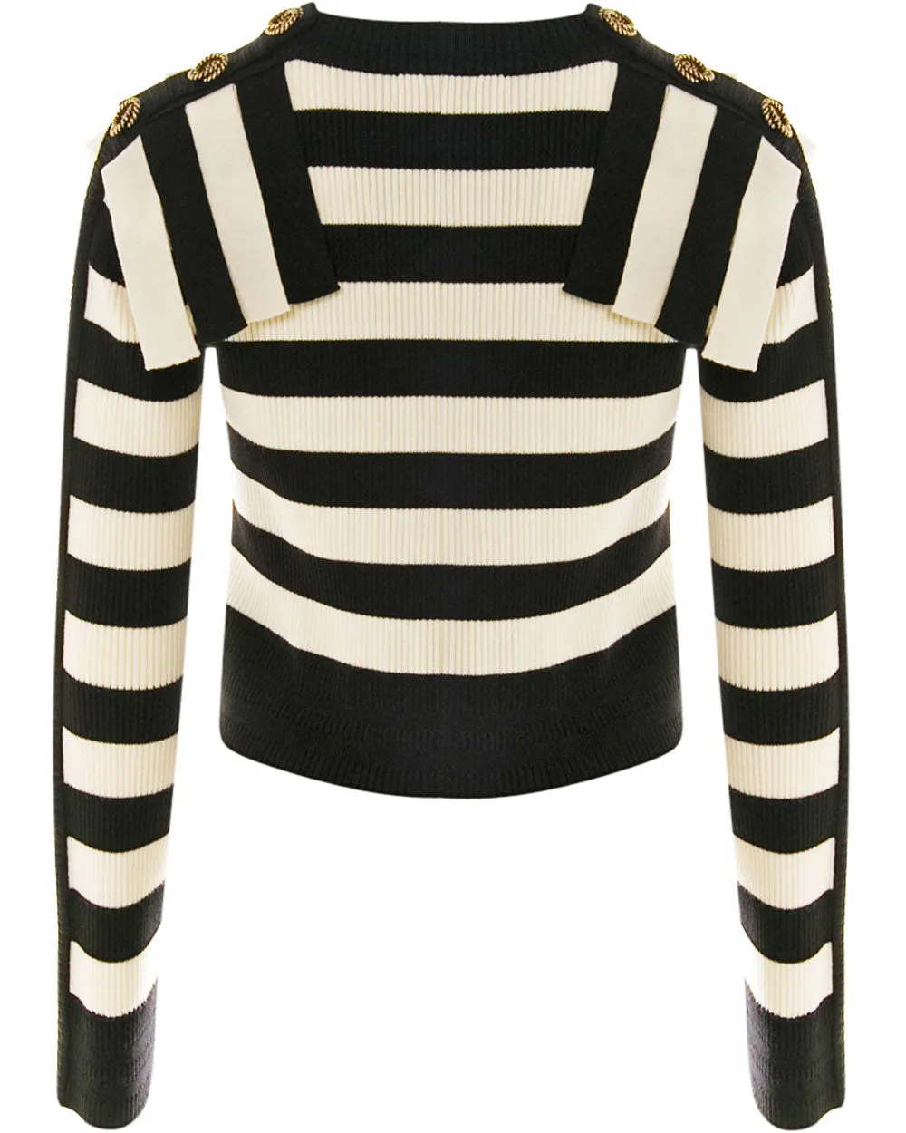 Black and White Stripe Fringe Detail Sweater