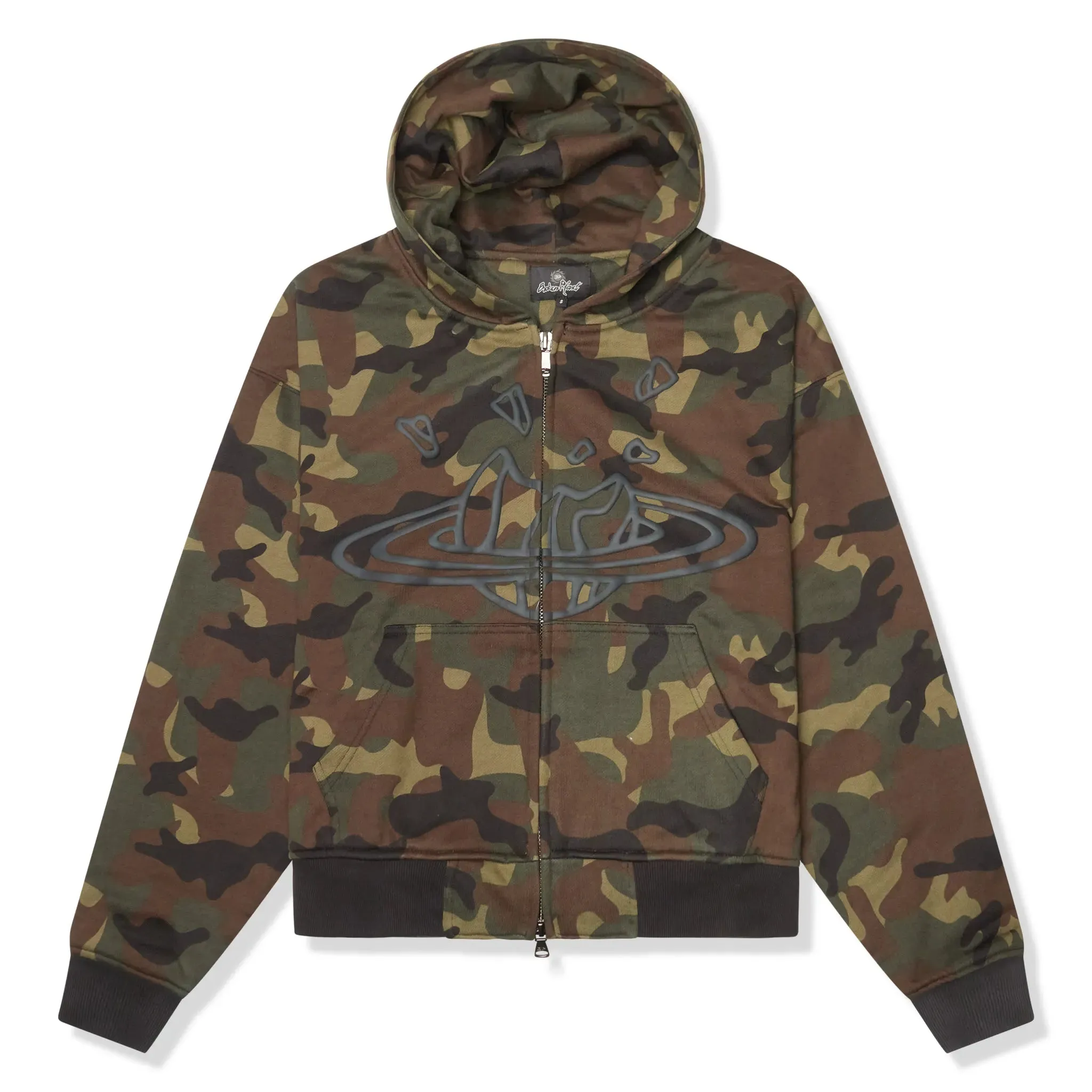 Broken Planet Zip-Up Camo Green Hoodie