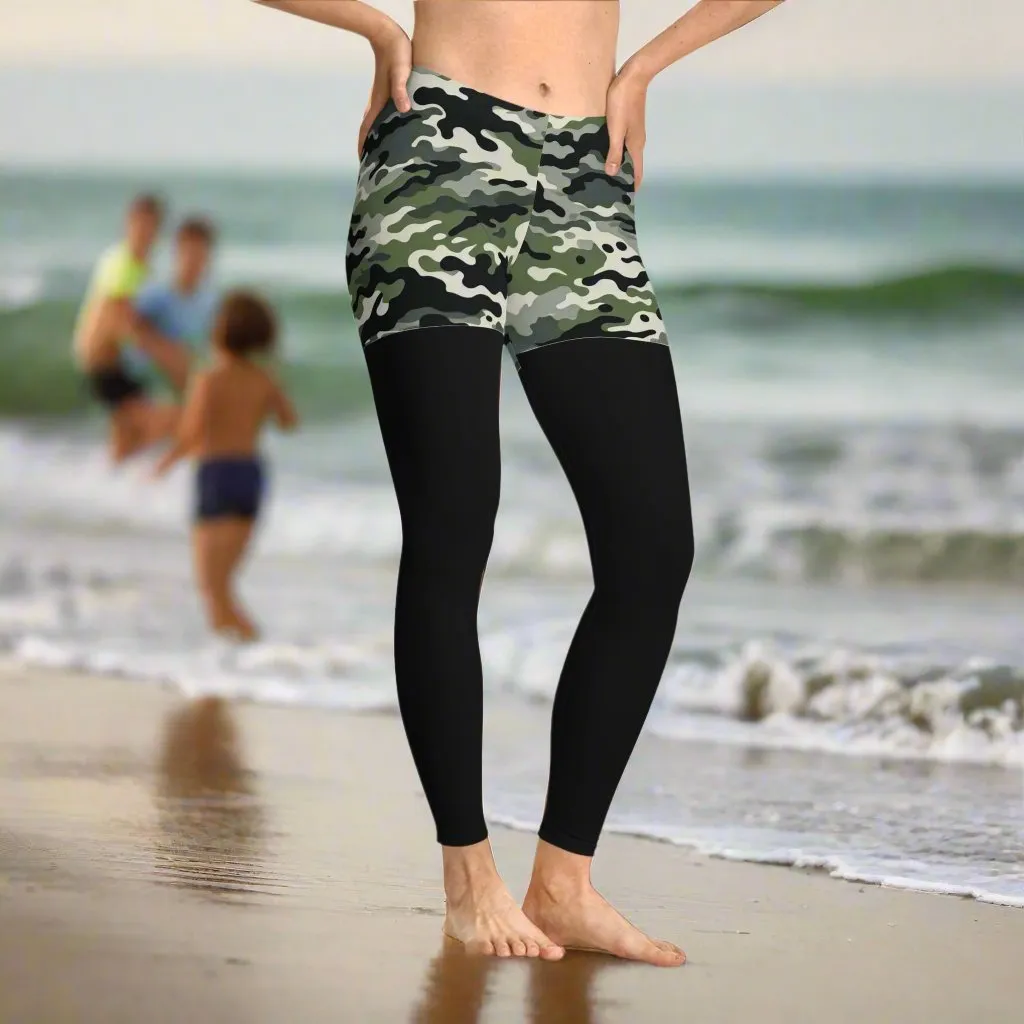 Camo Shorts - Leggings - 2 in 1 - Black