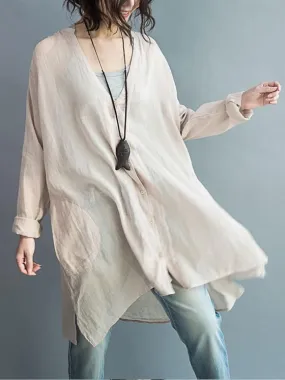 Comfortable button V-neck Two-pieces Blouses Shirt