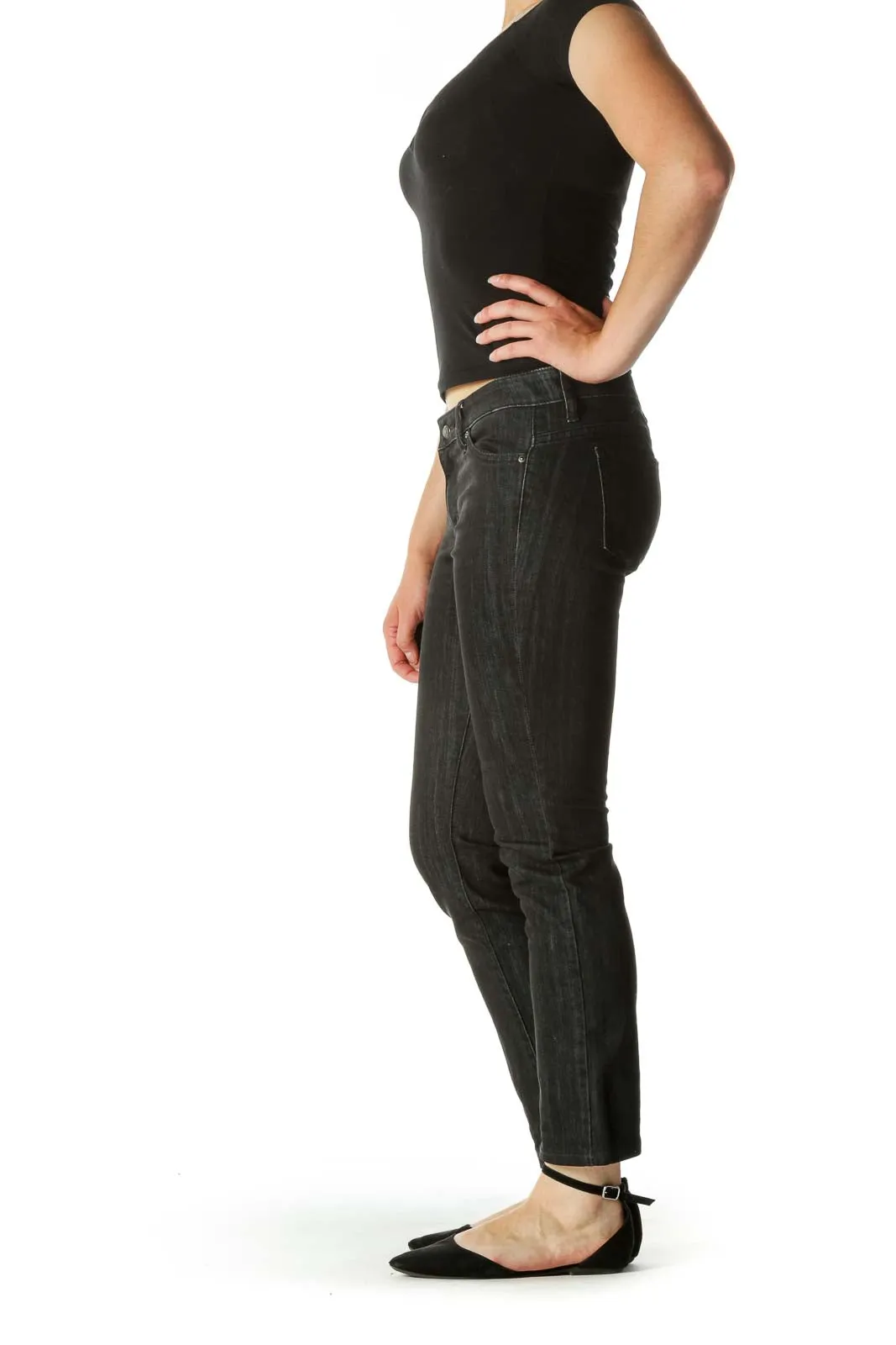 Dark Gray Straight Leg Stretch Pants