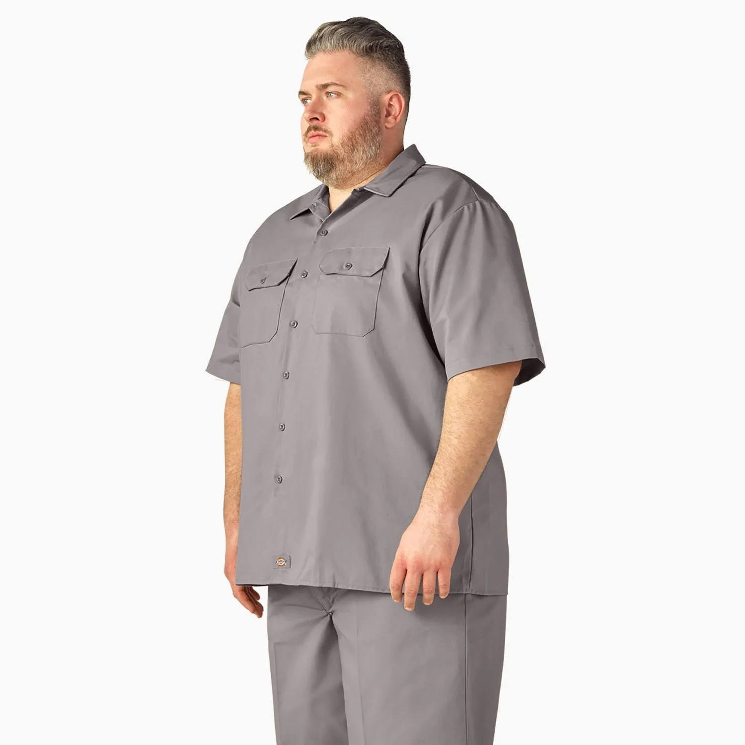 Dickies Men's Short Sleeve Work Shirt_Silver