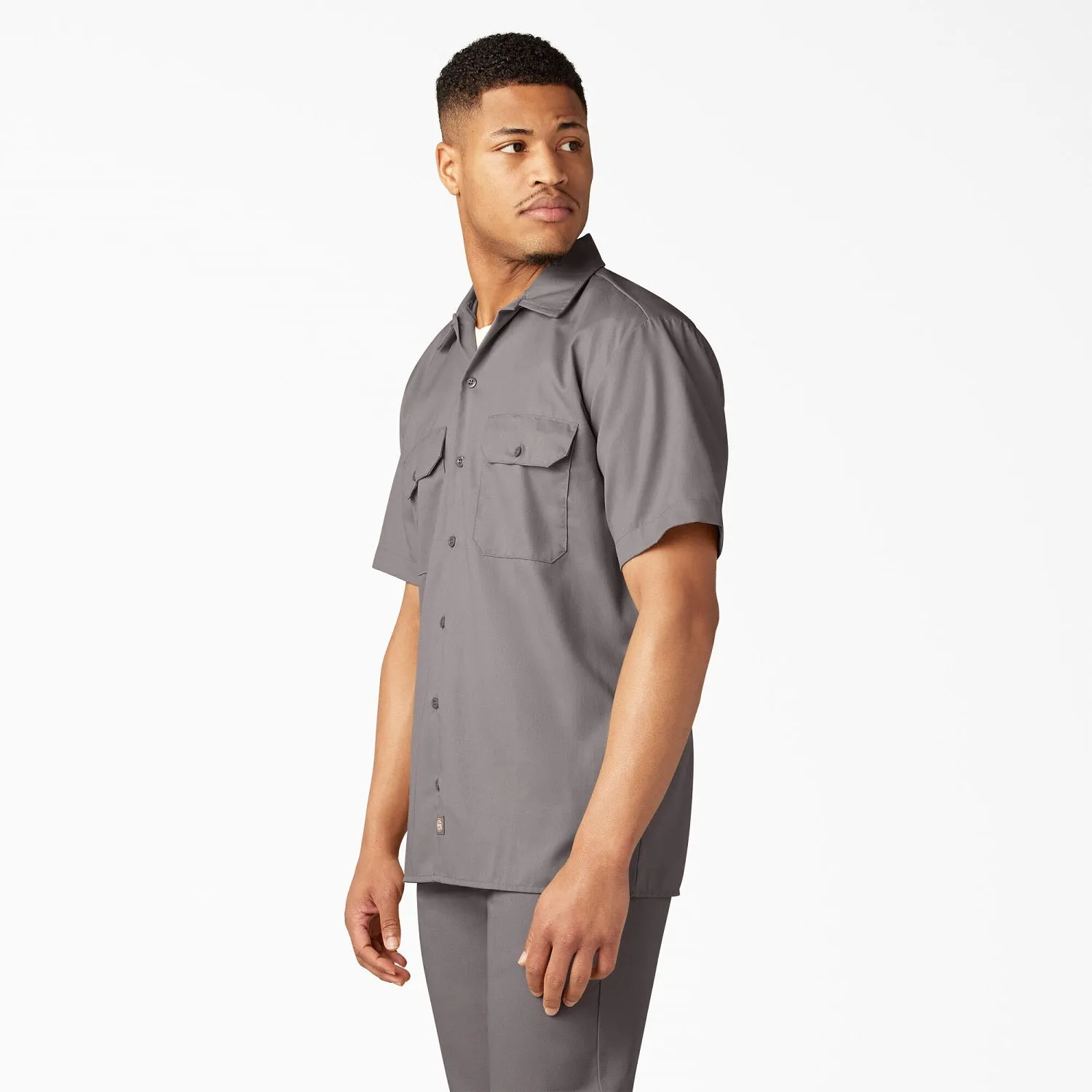 Dickies Men's Short Sleeve Work Shirt_Silver