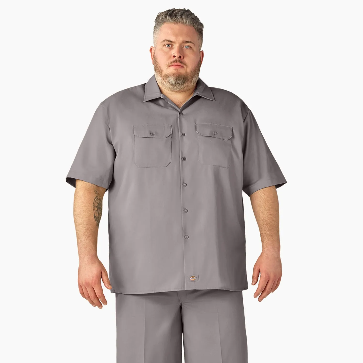 Dickies Men's Short Sleeve Work Shirt_Silver