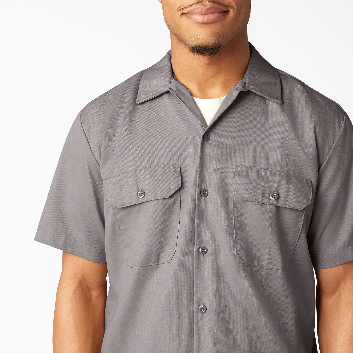 Dickies Men's Short Sleeve Work Shirt_Silver