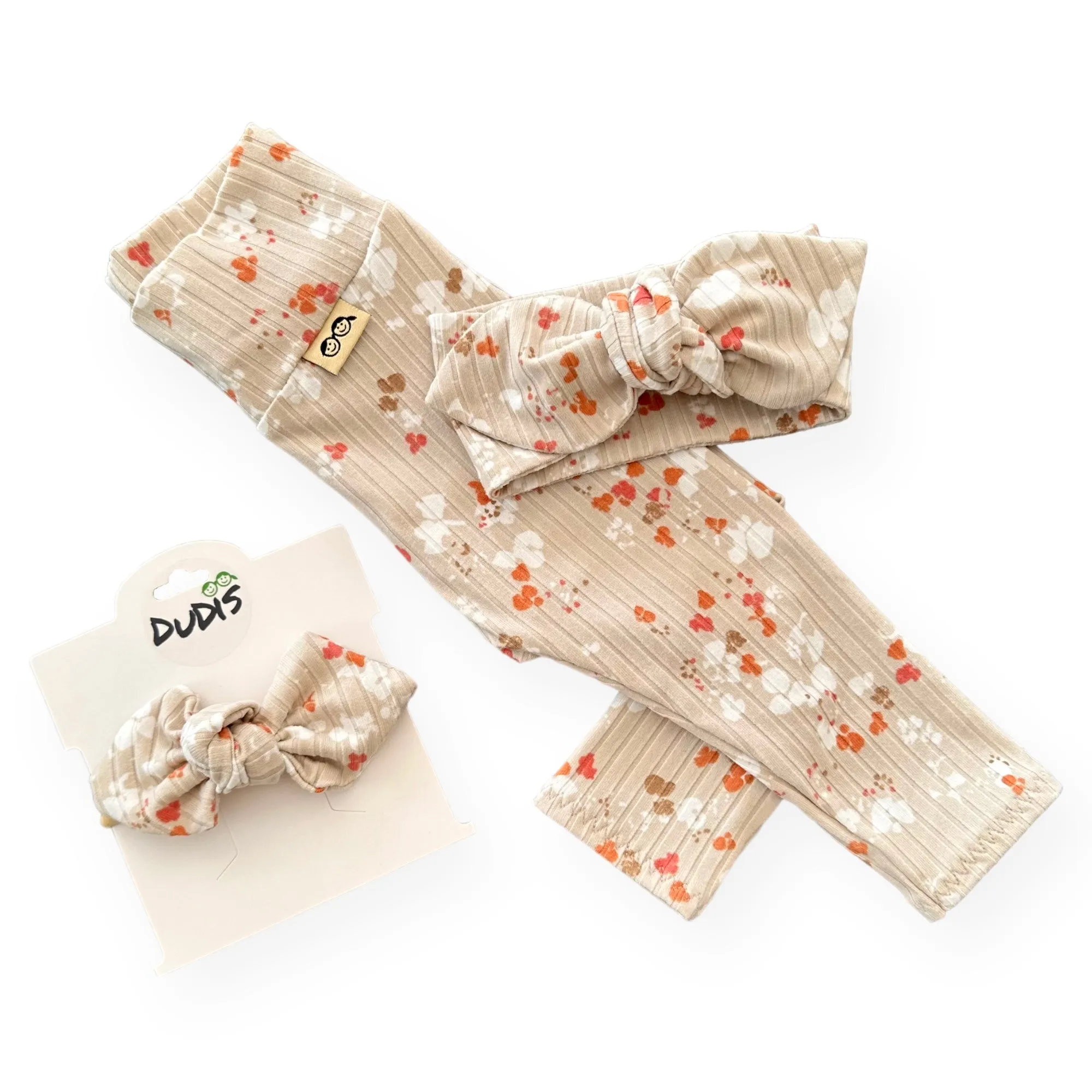 Floral Latte Ribbed Leggings and/or Headbands