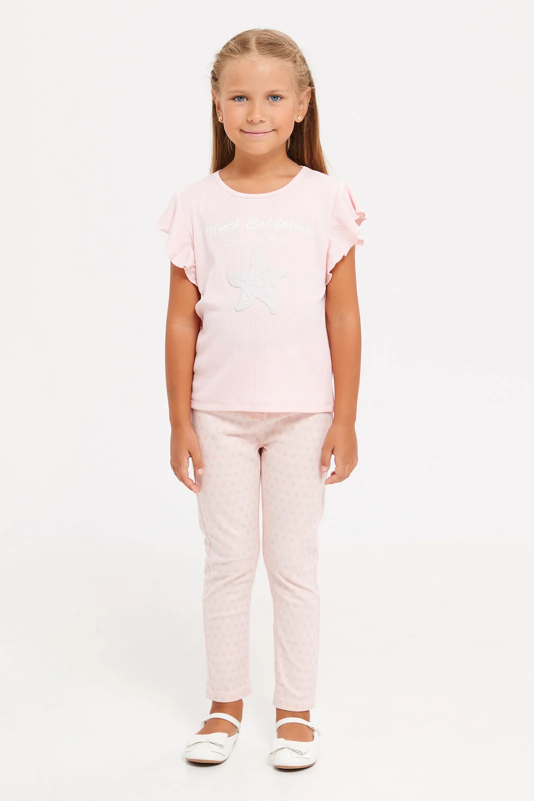 Girls Pink Embroidered T-Shirt