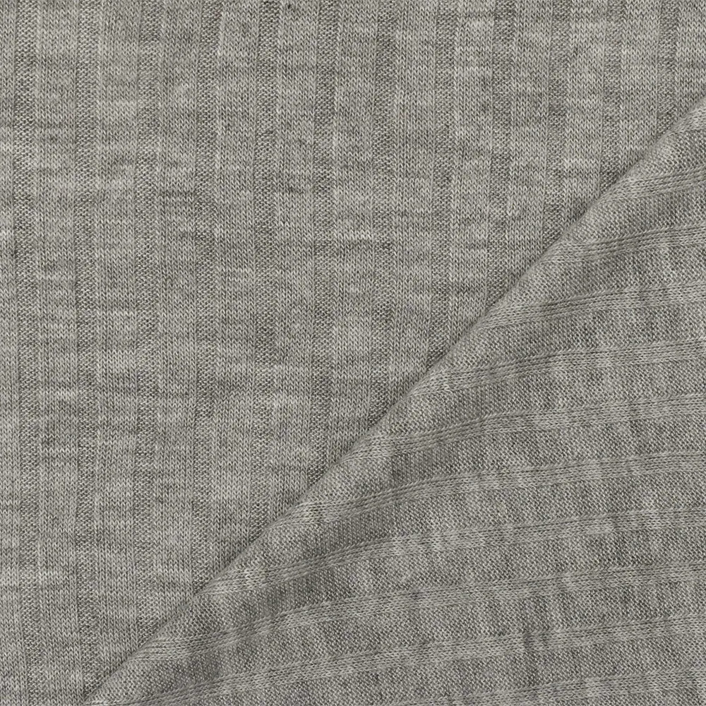 Heather Simple Gray Stretch Rayon Rib Knit Fabric