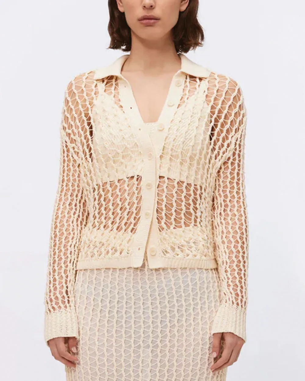 Ivory Luza Open Knit Cardigan