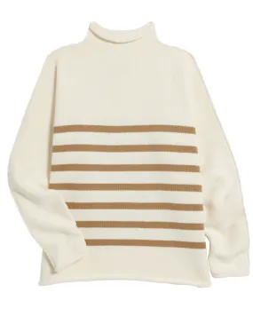 Ivory with Camel Stripes Monterey Sweater