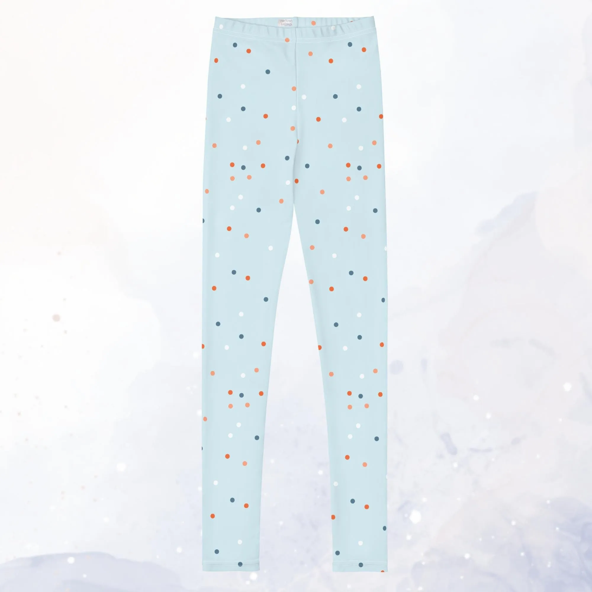 Light Blue and Orange Polka Dot Teen Youth Leggings