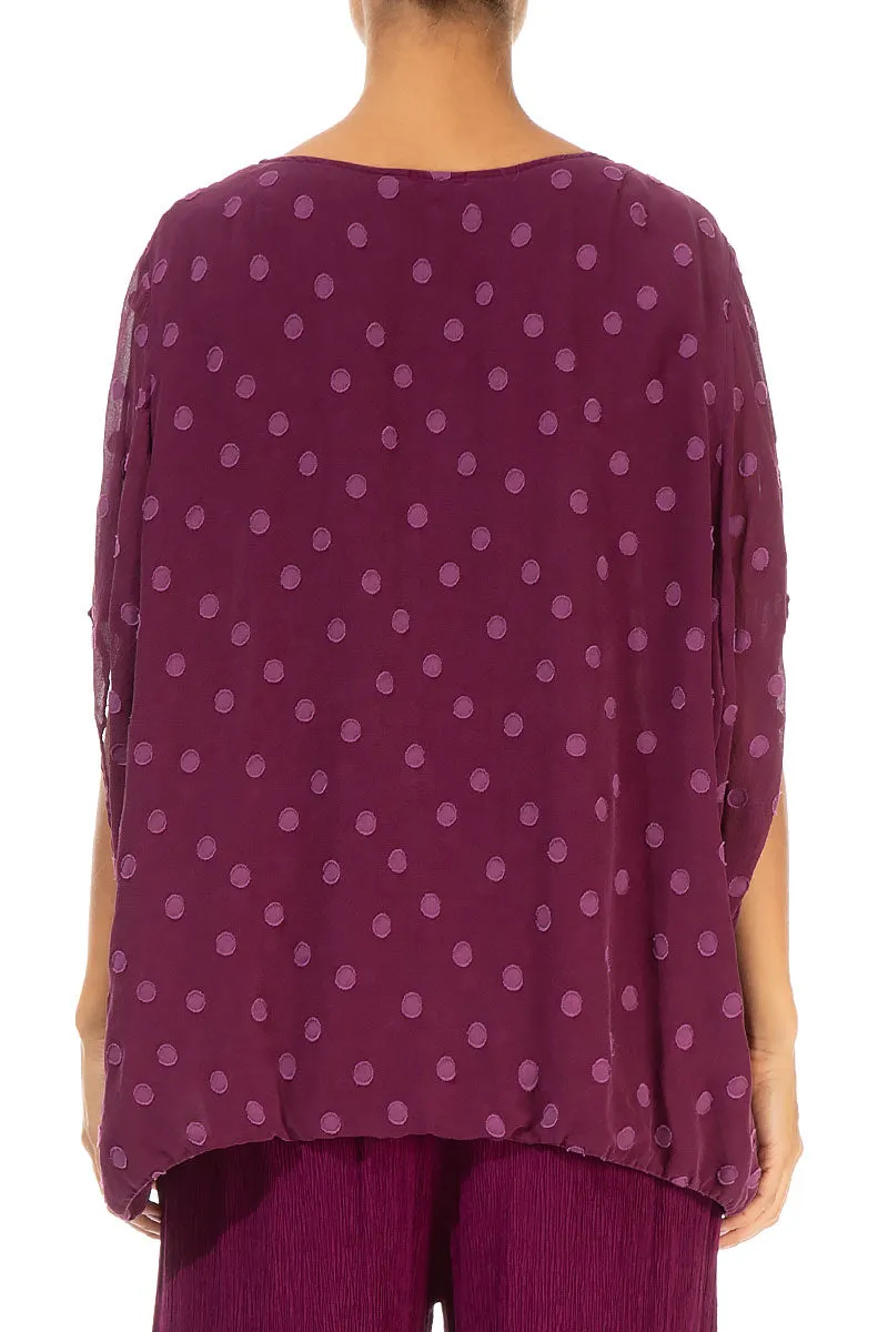 Loose Magenta Dotty Silk Blouse