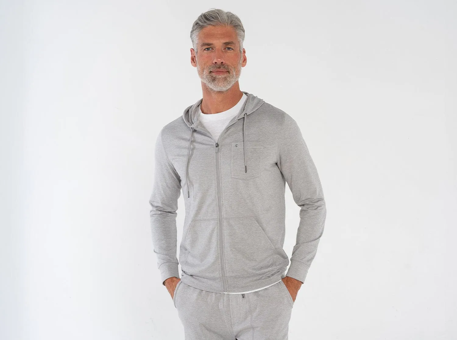 Lounge Zip-Up Hoodie - Light Gray