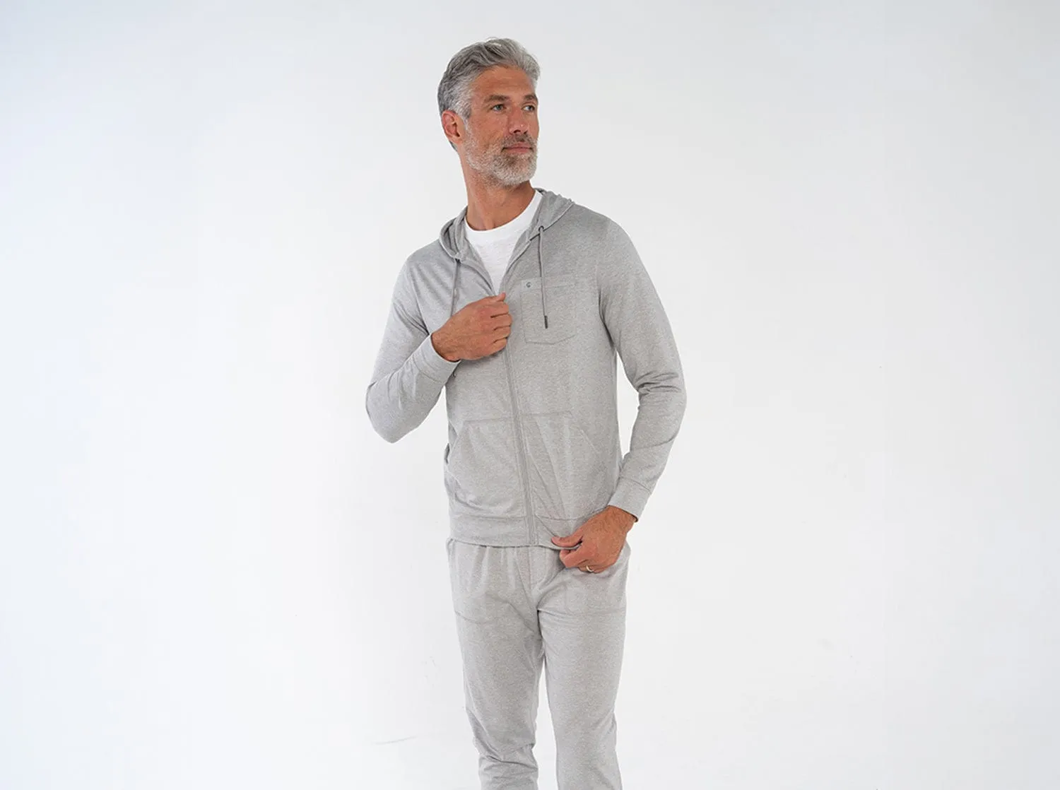 Lounge Zip-Up Hoodie - Light Gray