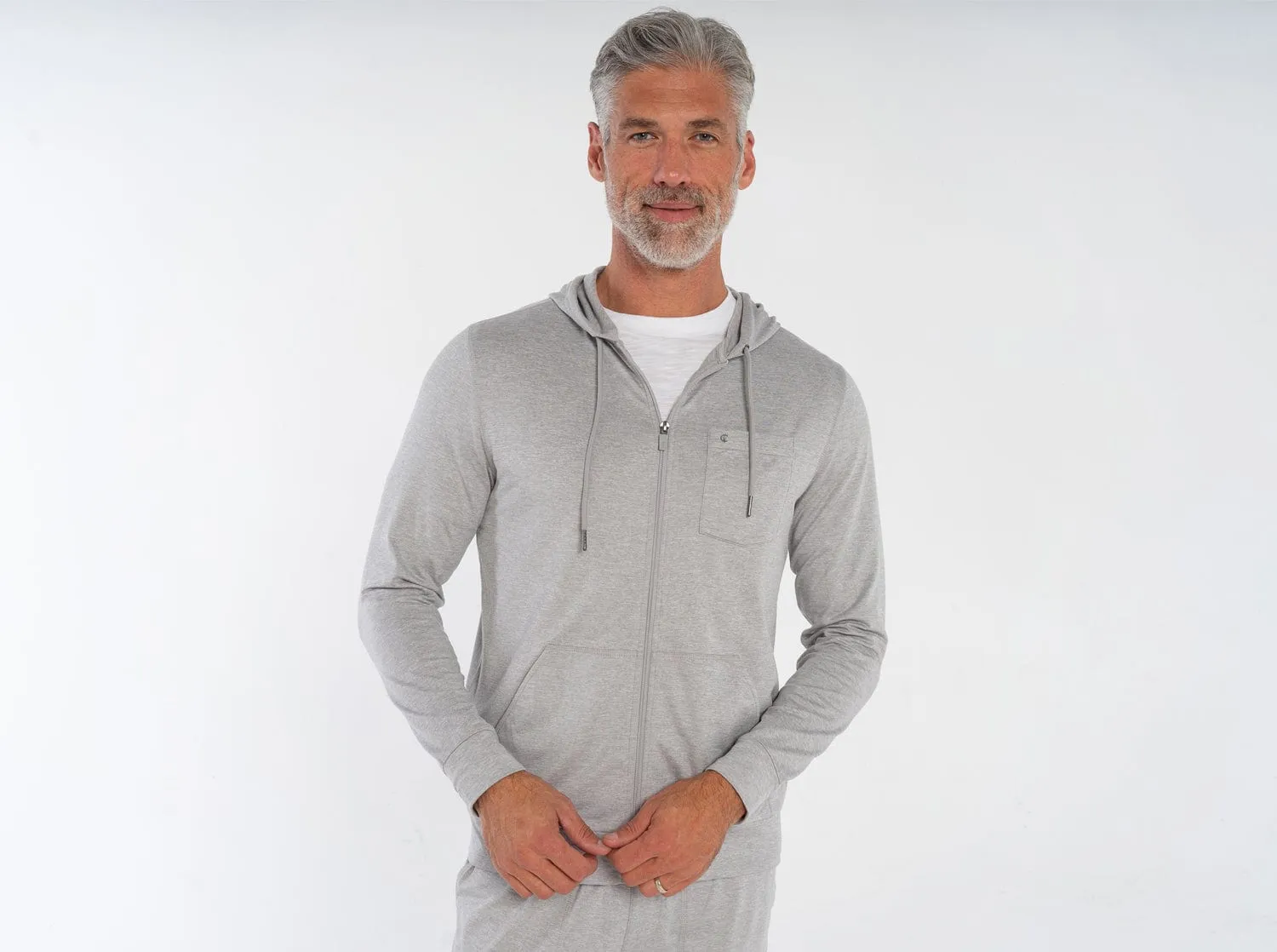 Lounge Zip-Up Hoodie - Light Gray