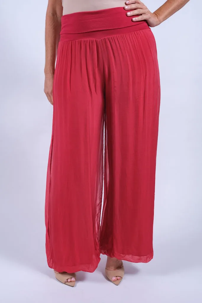 Mercedes Foldover Waist Silk Pant (PL203)