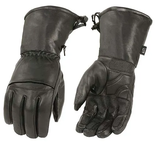 Milwaukee Leather Men's Black Gauntlet Motorcycle Hand Gloves-Black