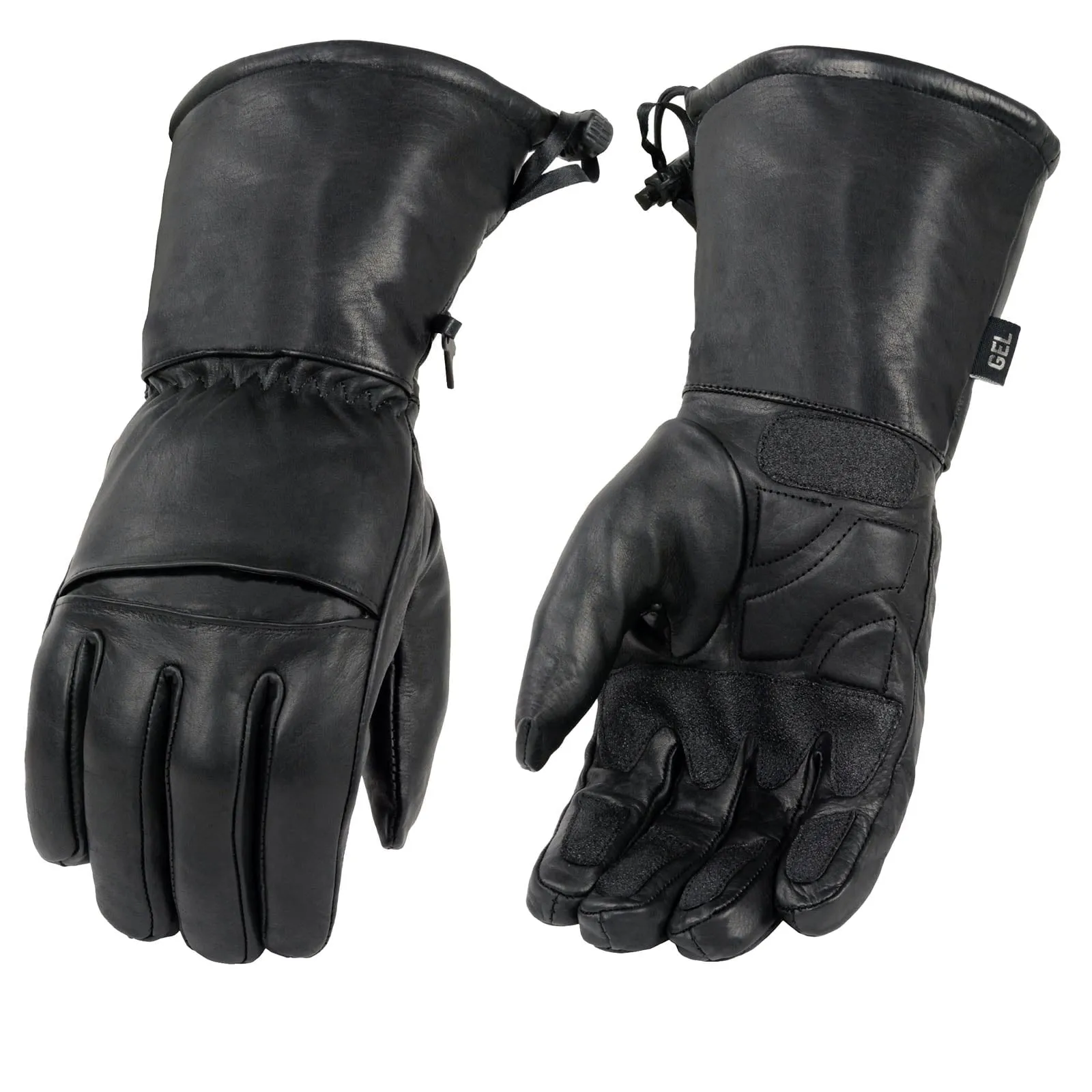 Milwaukee Leather Men's Black Gauntlet Motorcycle Hand Gloves-Black