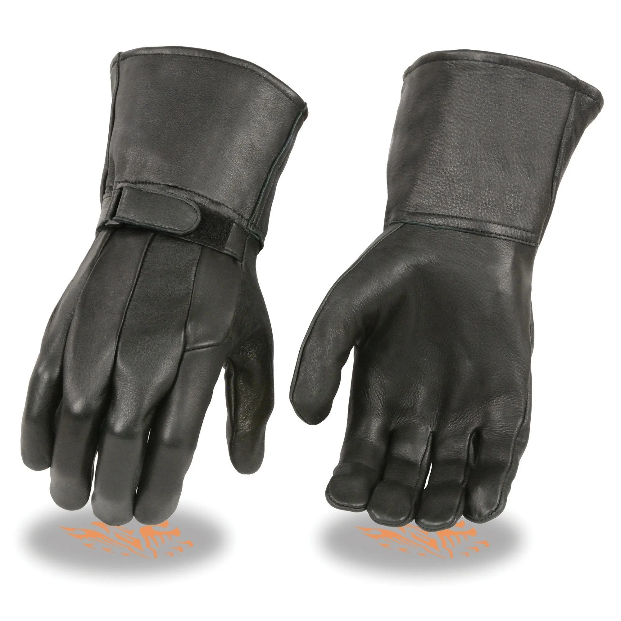 Milwaukee Leather Men's Gauntlet Motorcycle Hand Gloves-Deerskin Unlined Adjustable Wrist Strap Closure-SH864