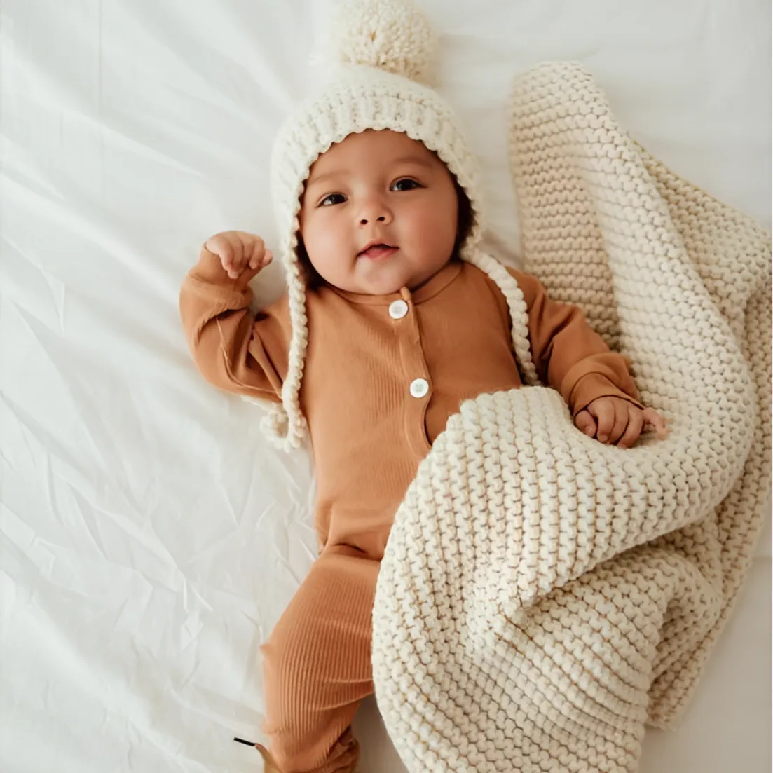 Natural Garter Stitch Bonnet