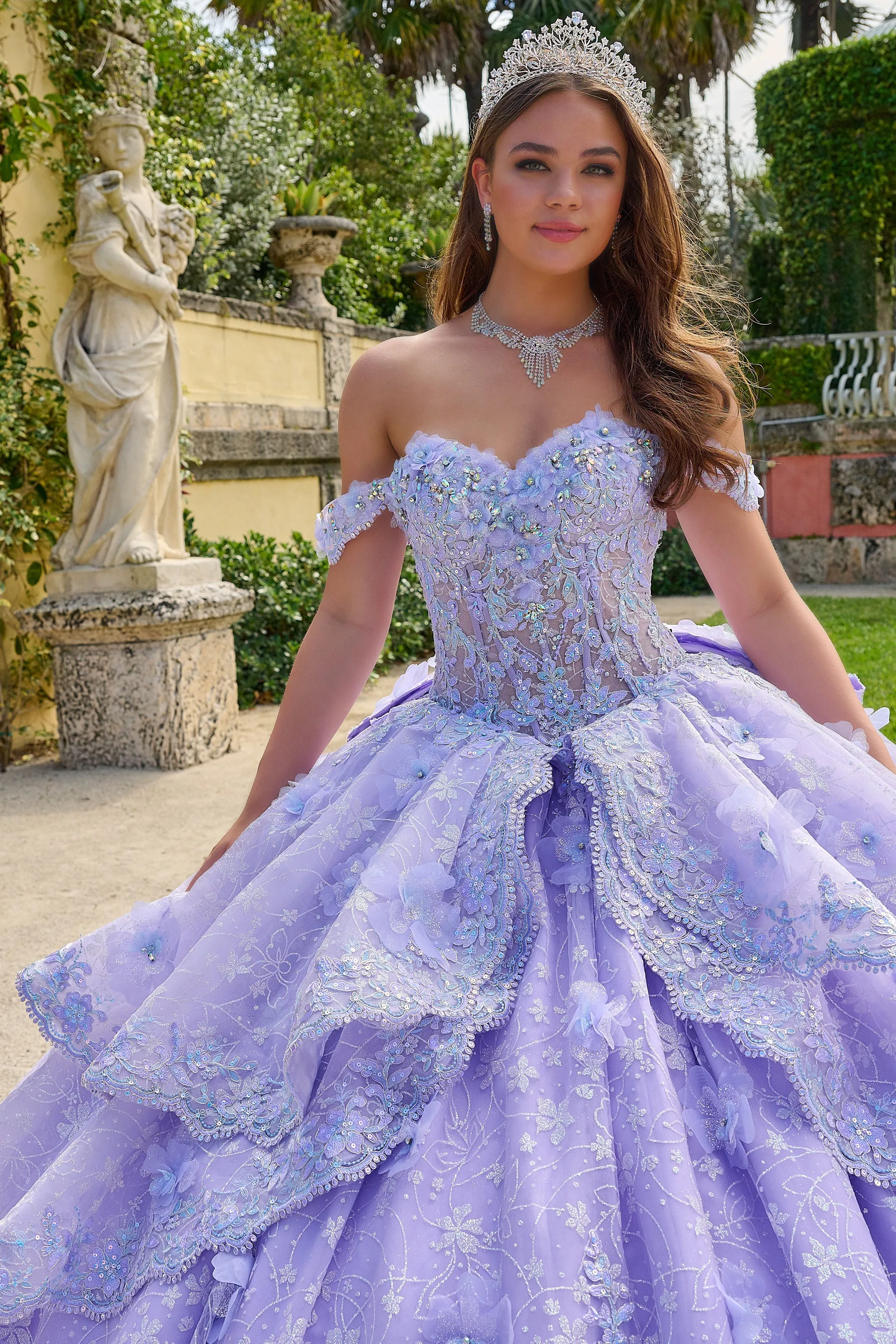 Off Shoulder Tiered Quinceanera Dress by Amarra 54202