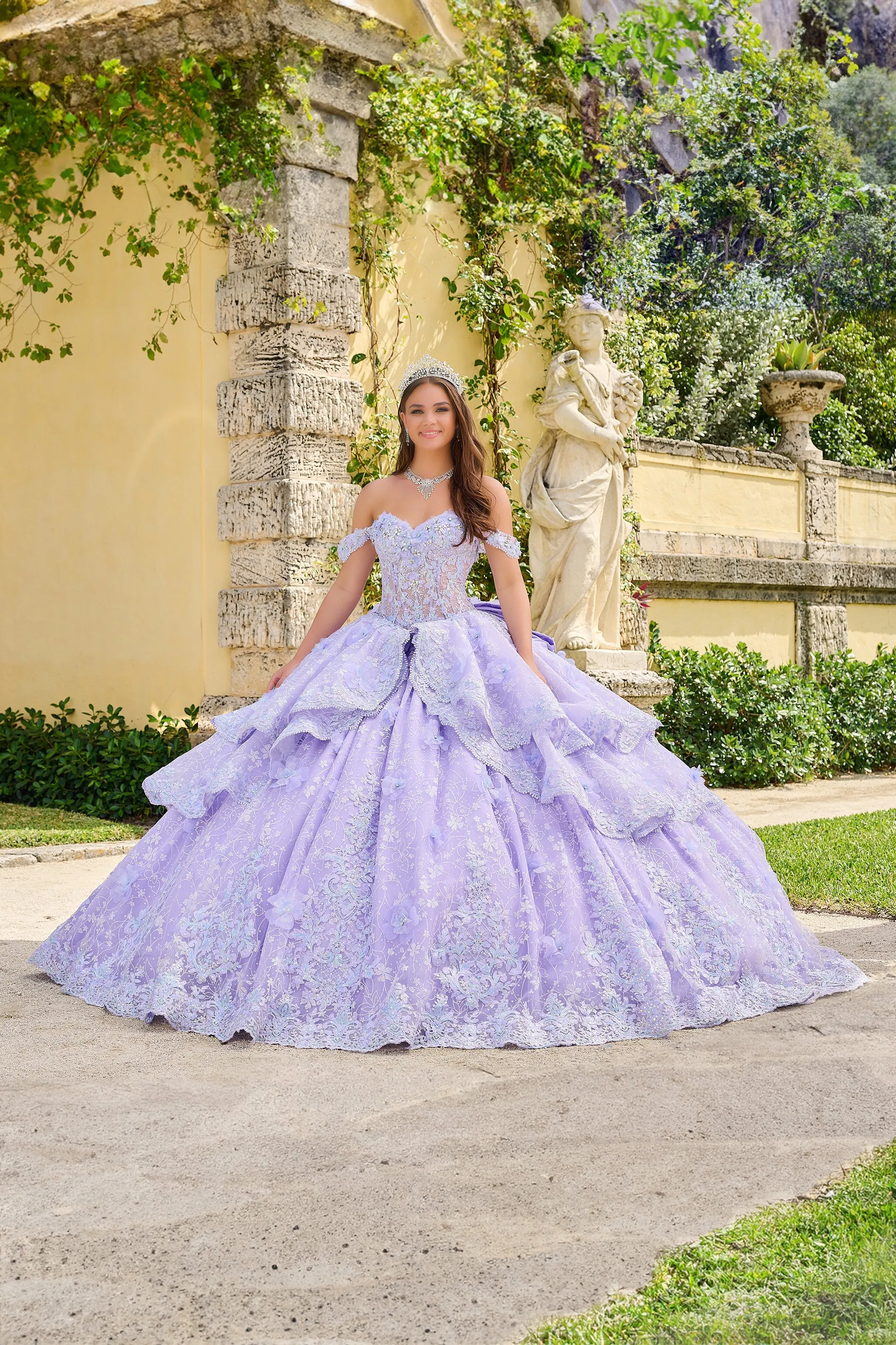 Off Shoulder Tiered Quinceanera Dress by Amarra 54202