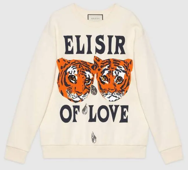 Oversize Sweatshirt with Tigers Print