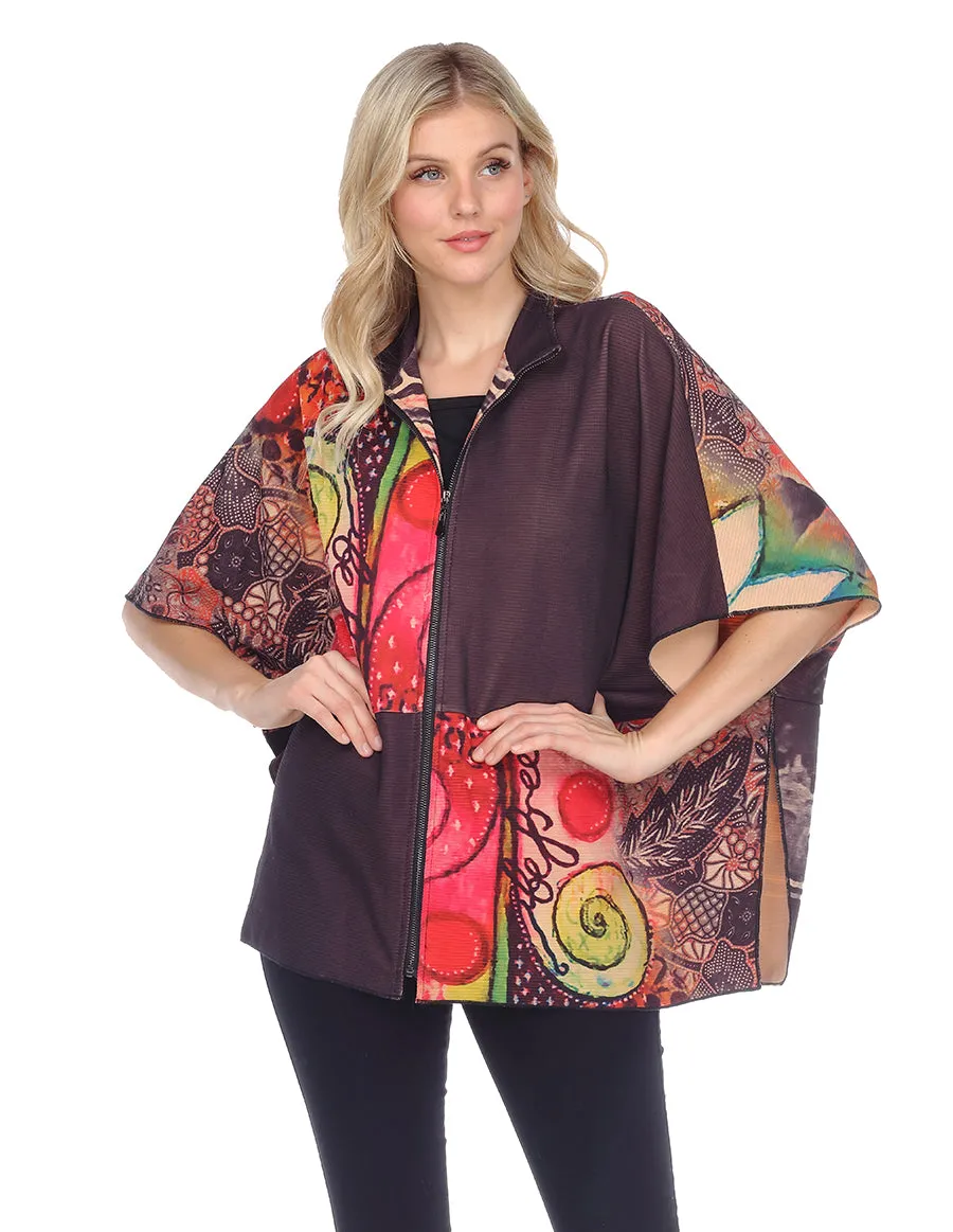 Palila Zip Up Oriental Print Cape