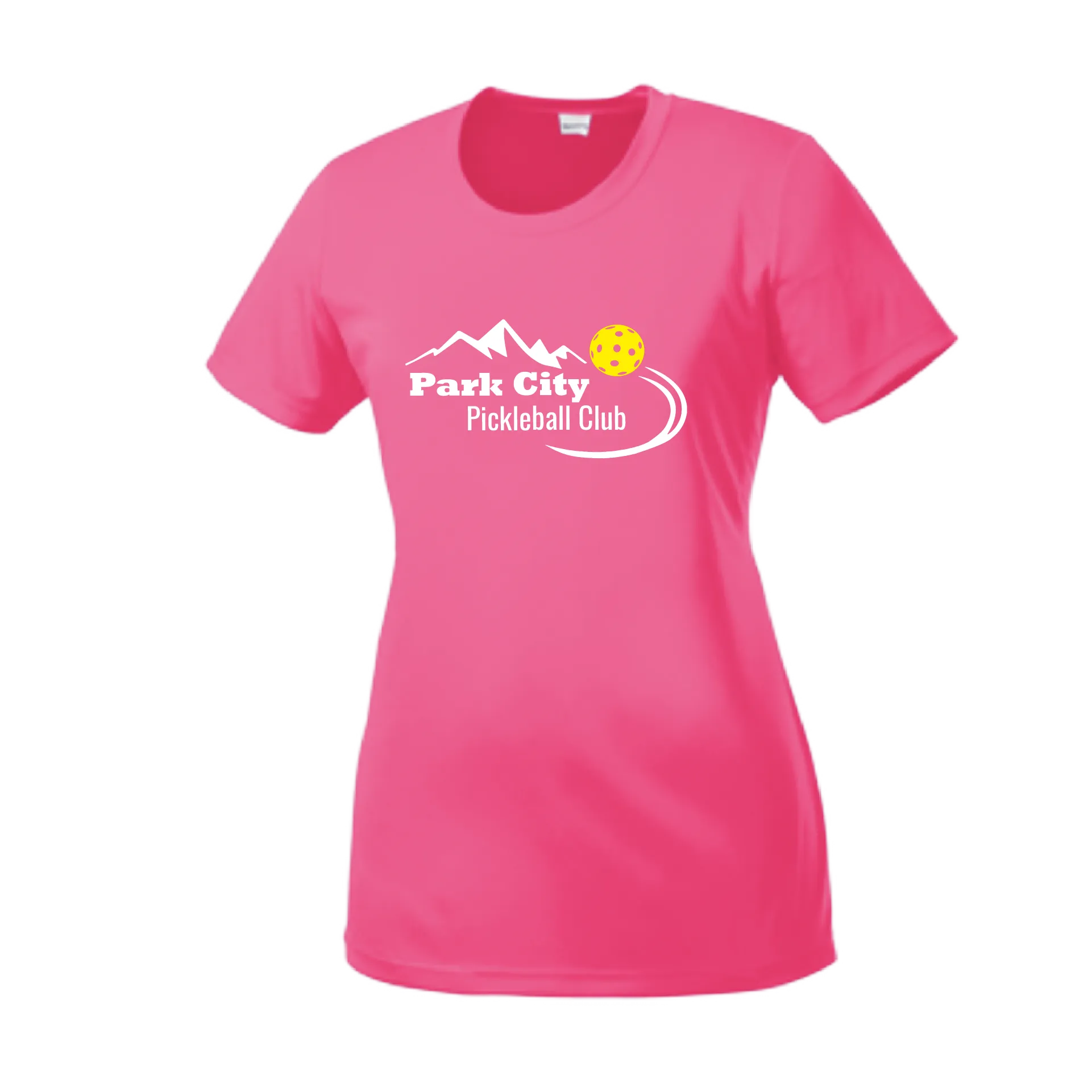 Park City Pickleball Club (White Words) Customizable | Women’s Short Sleeve Crewneck Athletic Shirts | 100% Polyester