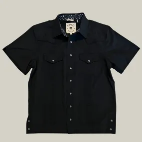 Pearl Snap Guayabera Performance Shirt--Black