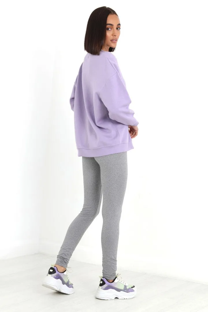 PLAIN GREY MARL STRETCHY LEGGINGS