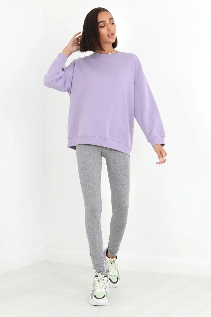 PLAIN GREY MARL STRETCHY LEGGINGS