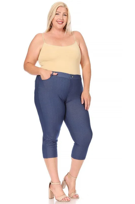 Plus size, stretchy, pull up, capri jeggings