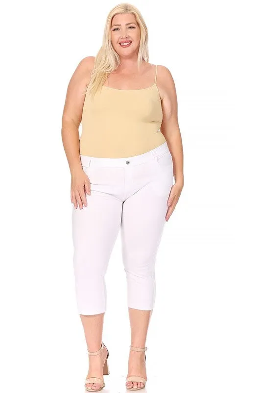 Plus size, stretchy, pull up, capri jeggings