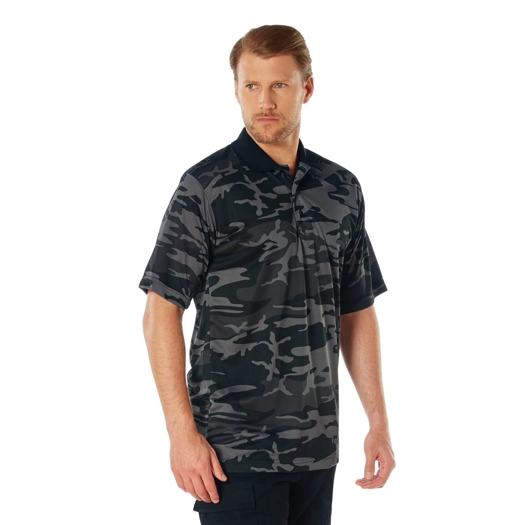 Rothco Moisture Wicking Polo Shirt / Black Camo