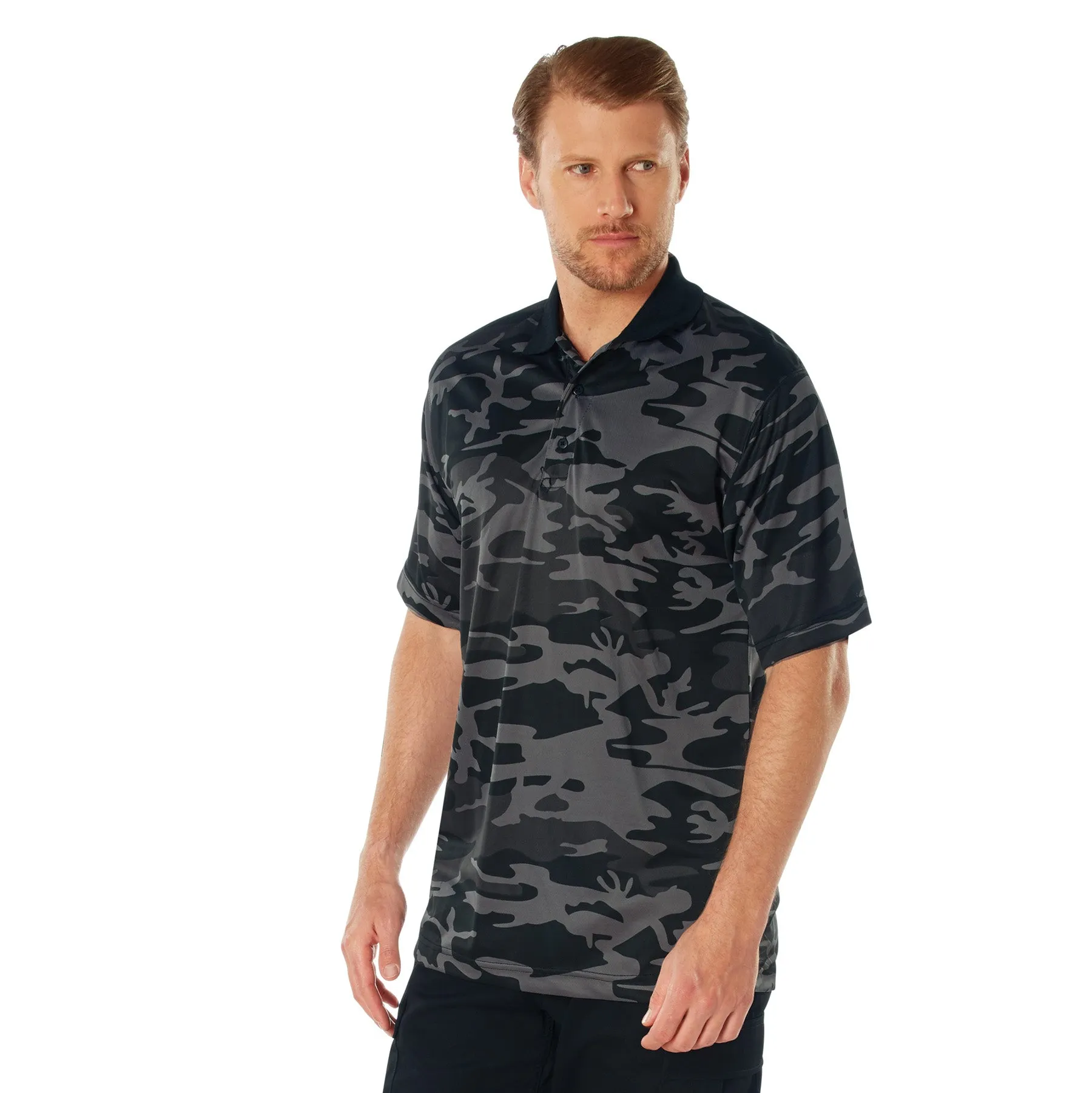 Rothco Moisture Wicking Polo Shirt / Black Camo