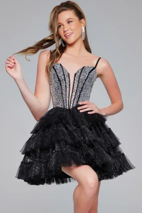 Sequin Short Sleeveless A-line Tiered Dress by Jovani 42457