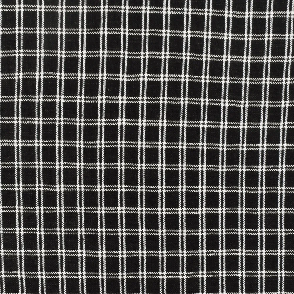 Simple Black-White Check Linen Gingham Woven Fabric