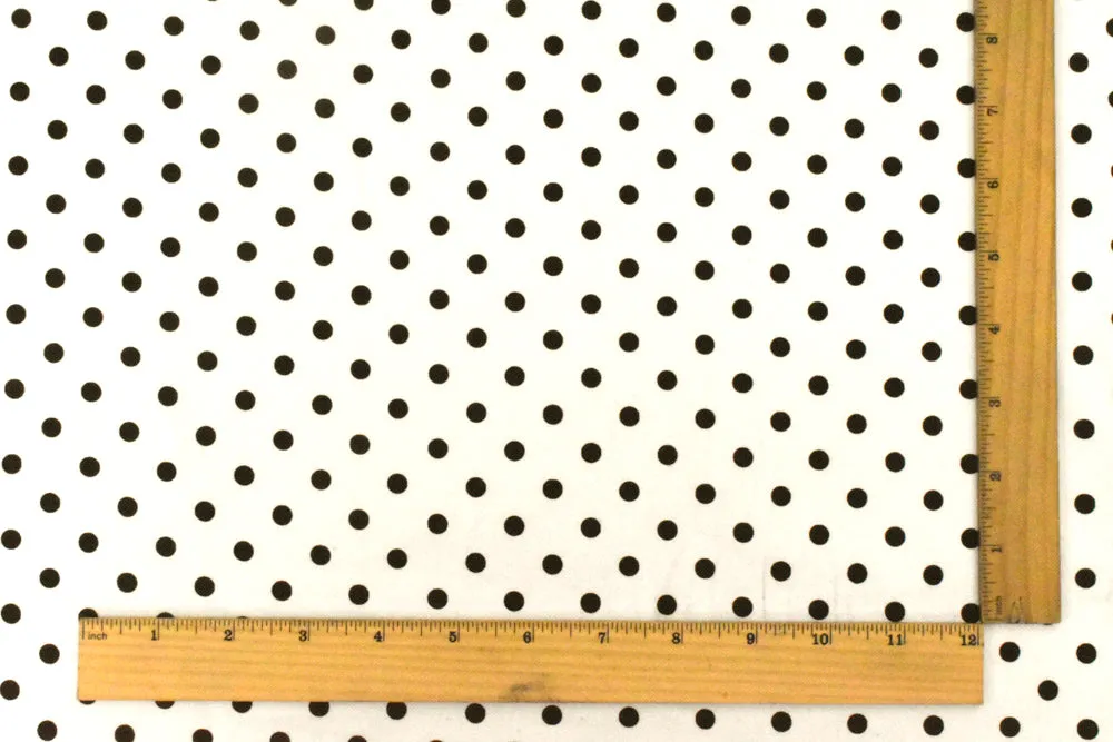 Simple Black-White Dot Printed Stretch Cotton Poplin Woven Fabric