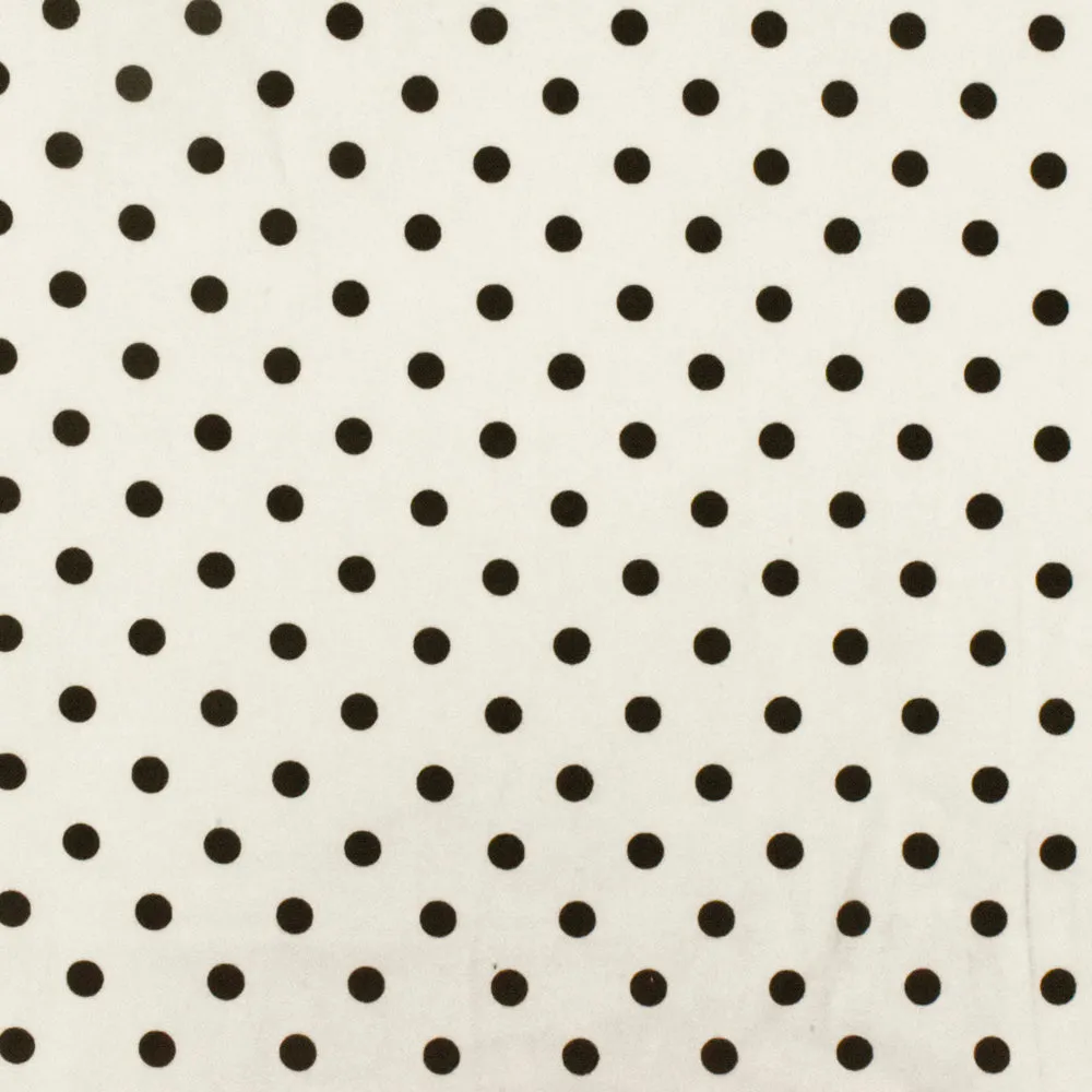 Simple Black-White Dot Printed Stretch Cotton Poplin Woven Fabric