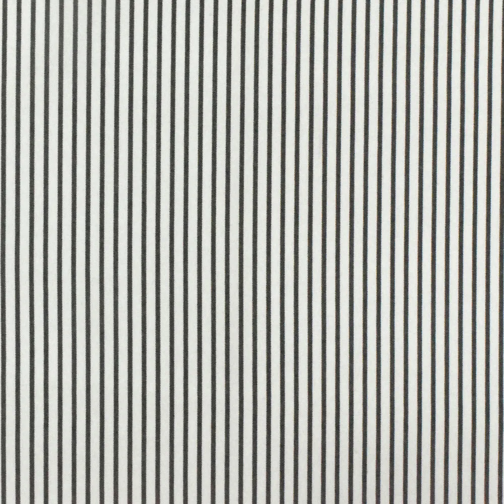 Simple Black-White Stripe Polyester Shirting Woven Fabric