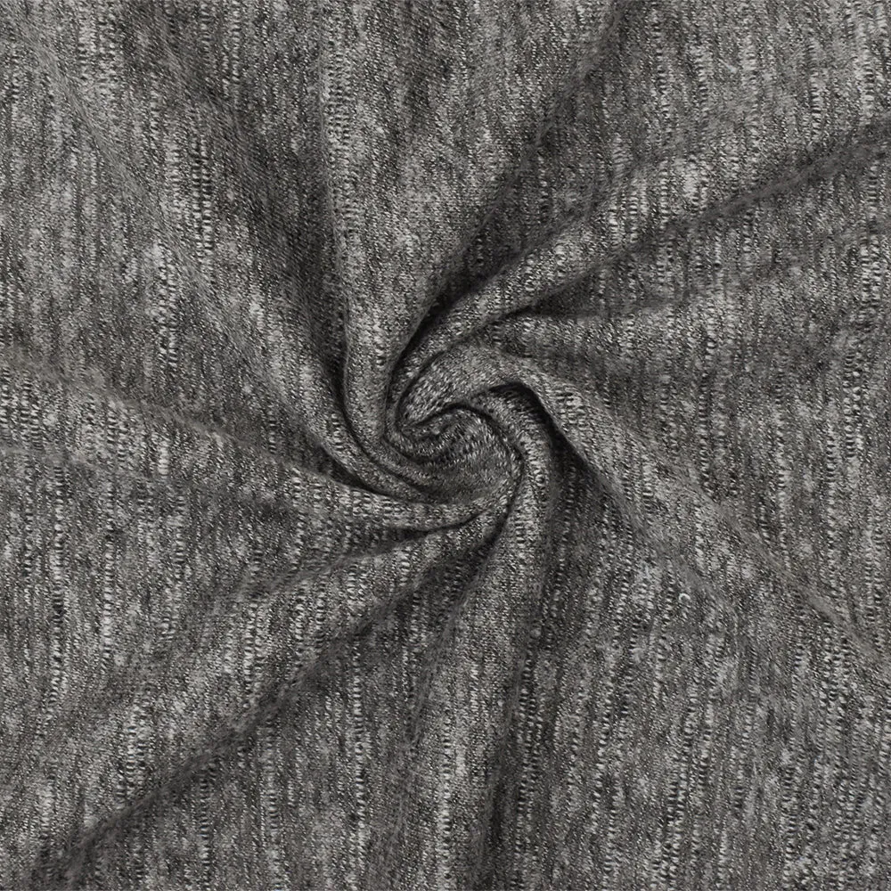 Simple Gray-Black-Gray Slub Stretch Jersey Knit Fabric